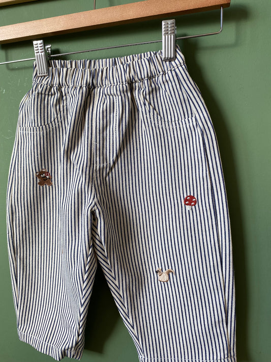 Embroidered Striped Trousers