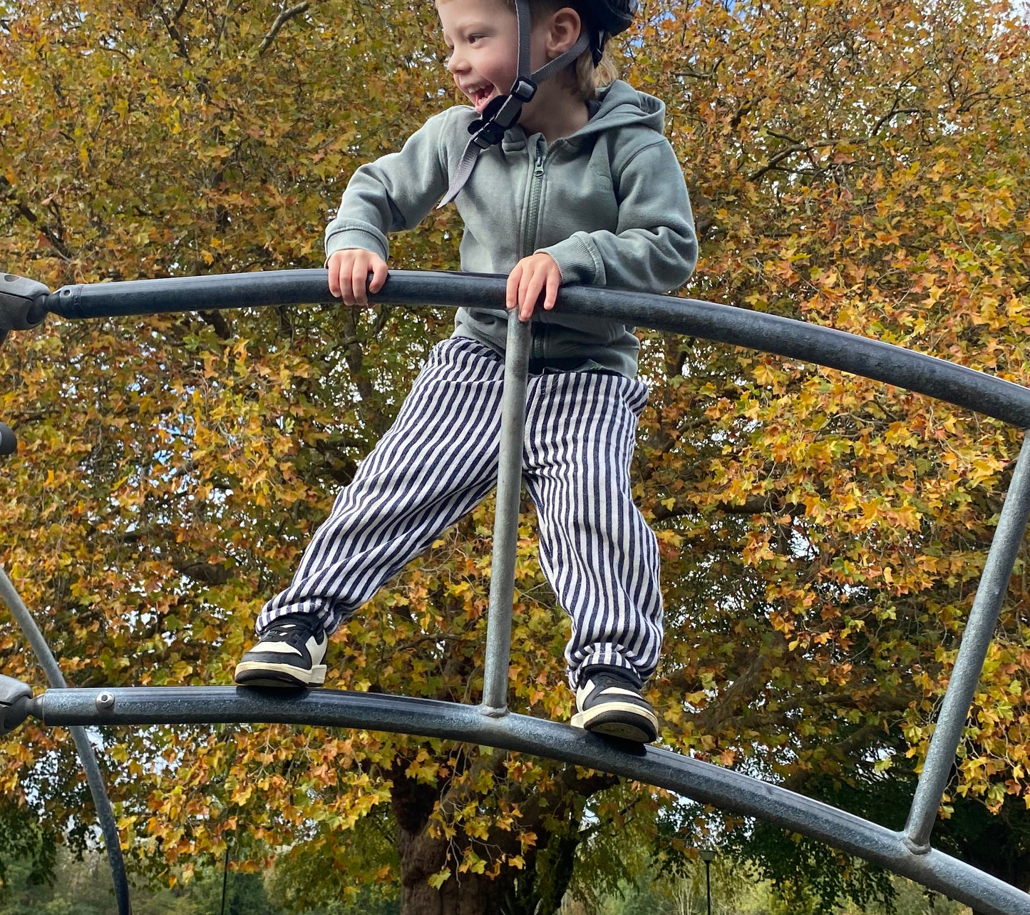Navy Striped Trousers