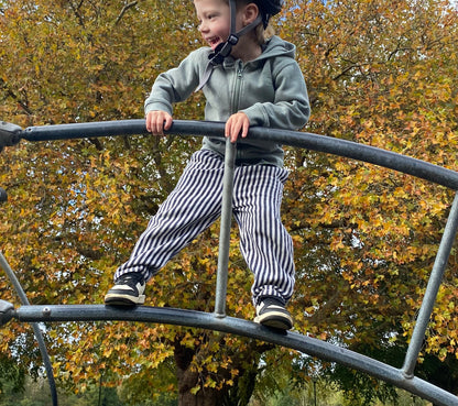 Navy Striped Trousers