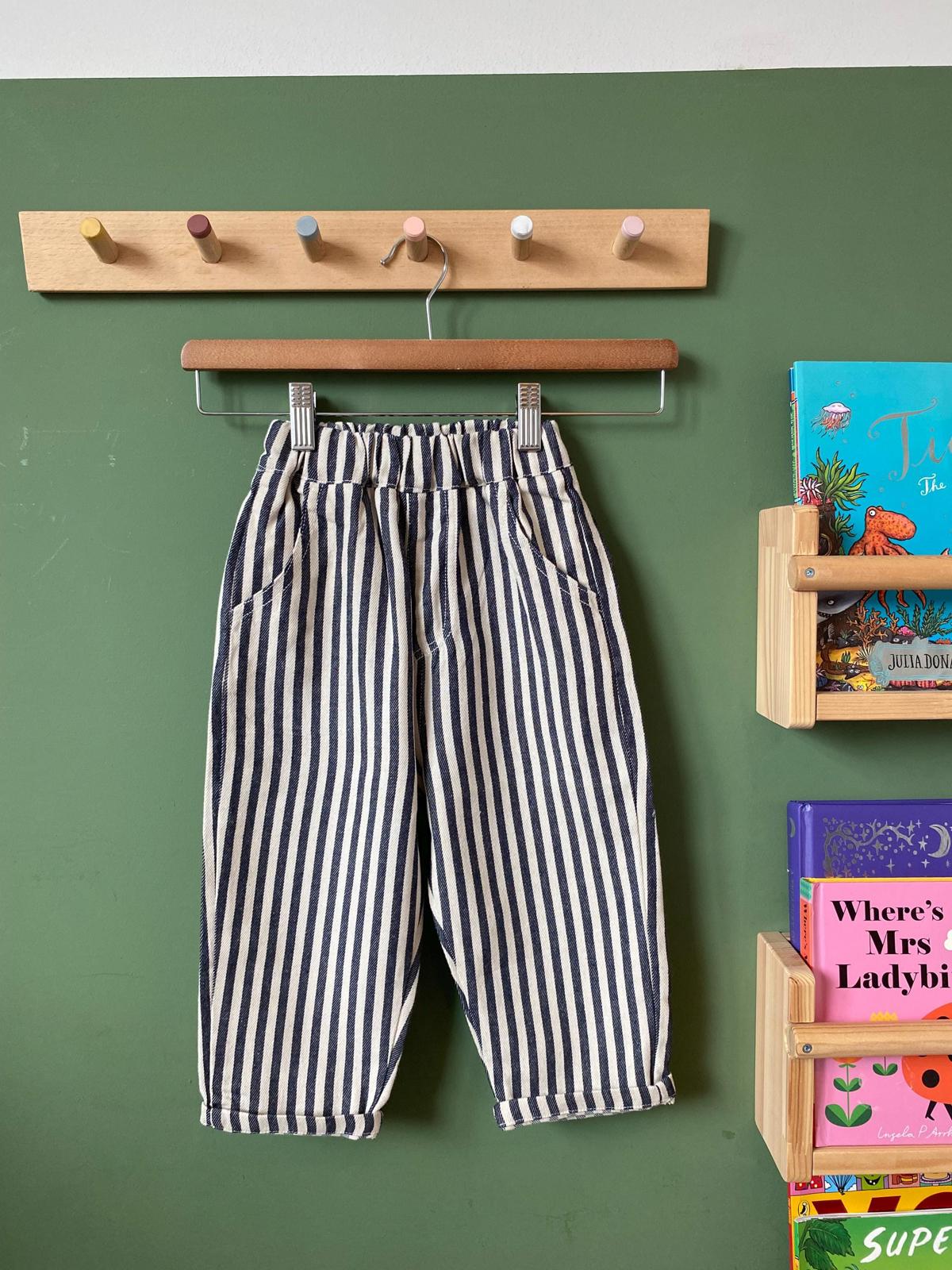 Navy Striped Trousers