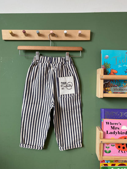 Navy Striped Trousers